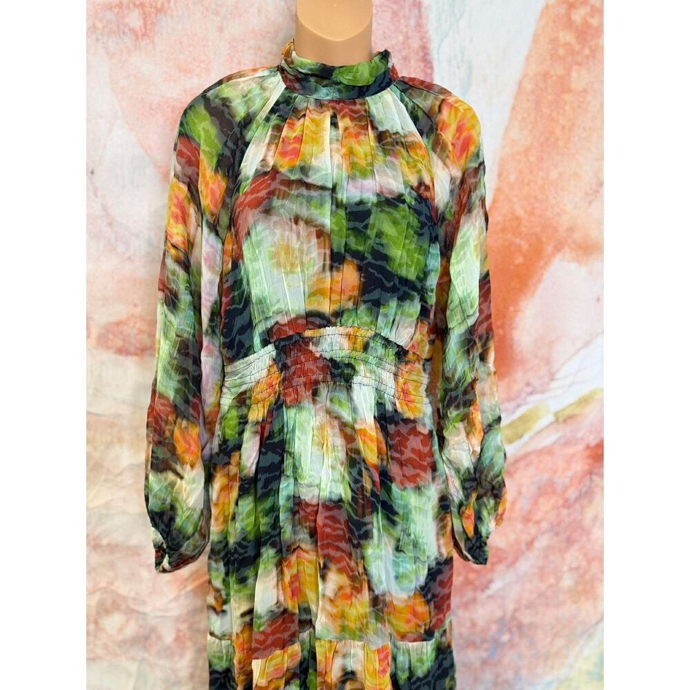 Anthropologie The Somerset Long-Sleeve Mock-Neck Chiffon Maxi Dress - Picture 9 of 11